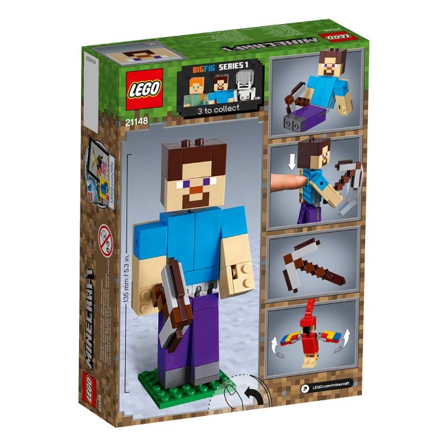 Lego set Minecraft Steve bigfig with parrot LE21148