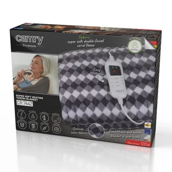 Camry električno grejno ćebe sivo crno belo CR7442-3 Camry električno grejno ćebe sivo crno belo CR7442-3