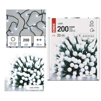 Emos novogodišnje LED lampice trešnja kuglice 20m hladno bele tajmer MTG-D5AC03 Emos novogodišnje LED lampice trešnja kuglice 20m hladno bele tajmer MTG-D5AC03