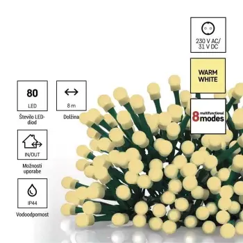 Emos novogodišnje LED lampice sa tajmerom Trešnje 80 LED 8M WW/MF MTG-D5AW22-2 Emos novogodišnje LED lampice sa tajmerom Trešnje 80 LED 8M WW/MF MTG-D5AW22-2