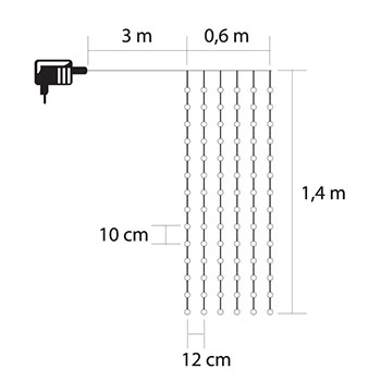 Novogodišnja rasveta - svetleći niz sa 84 toplo bele LED diode KIN84C/WW 