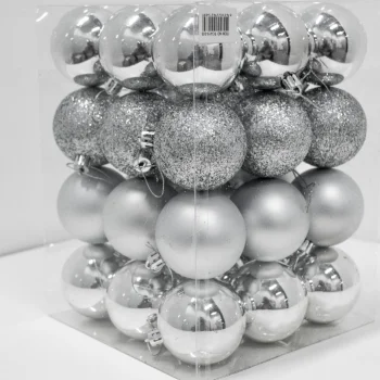 Novogodišnje kugle za jelku set 36 komada srebrna boja Novogodišnje kugle za jelku set 36 komada srebrna boja