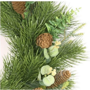 Novogodišnji ukrasni venac sa šišarkama zeleni 50cm-1 Novogodišnji ukrasni venac sa šišarkama zeleni 50cm-1