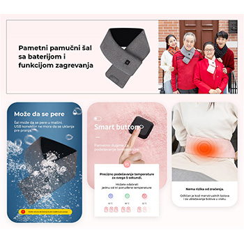 Puridea višenamenski inteligentan šal od pamuka koji greje, roze-1