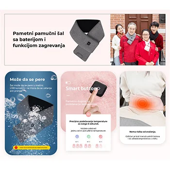 Puridea višenamenski inteligentan šal od pamuka koji greje, braon kocke-1