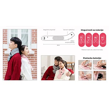 Puridea višenamenski inteligentan šal od pamuka koji greje, braon kocke-2