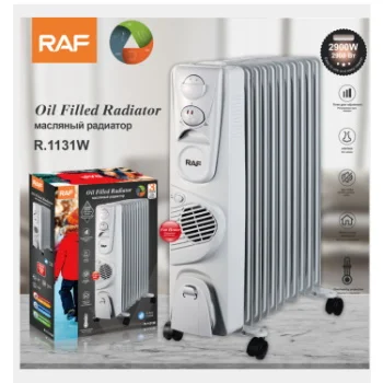 Raf uljni radijator sa ventilatorom 11 rebara 2900W beli R.1131W-1