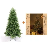 Komplet novogodišnja jelka Tara zelena 150cm + novogodišnje lampice Lumineo Basic 9m 120 LED toplo bele