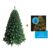 Komplet novogodišnja jelka Bor 150cm + novogodišnje stepenaste LED lampice 5 nivoa 126 LED 150cm toplo bele Lumineo Basic