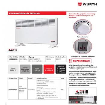 Utili konvertorska grejalica UG2000RCH 2000W