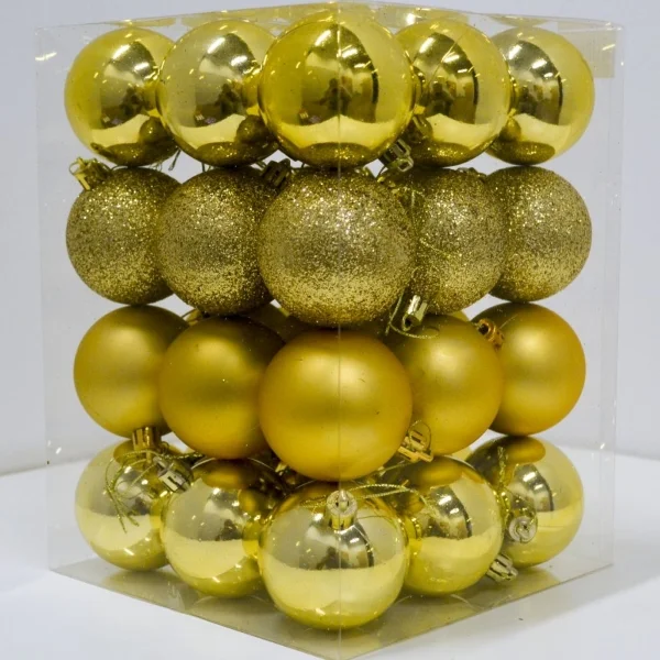 Novogodišnje kugle za jelku set 36 komada zlatna boja  Novogodišnje kugle za jelku set 36 komada zlatna boja