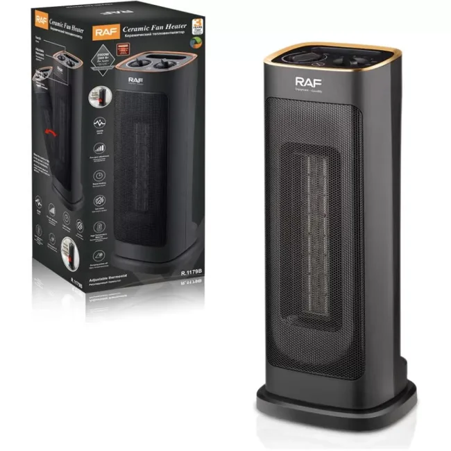 Raf stubna keramička grejalica sa rotacijom 2000W crna R.1179B