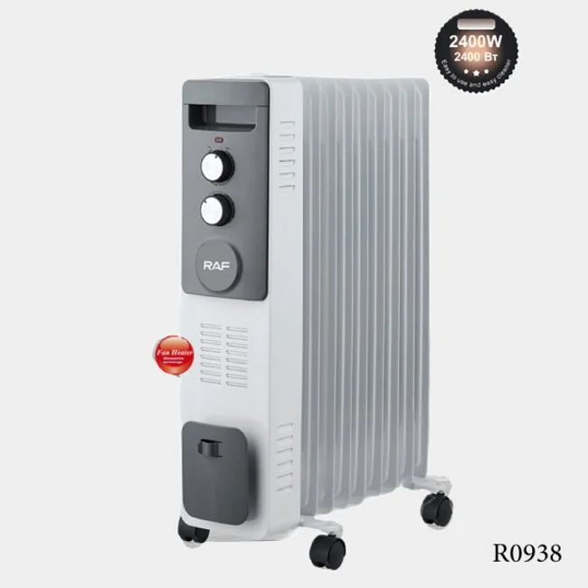 Raf uljni radijator sa ventilatorom 9 rebara 2400W belo sivi R.0938