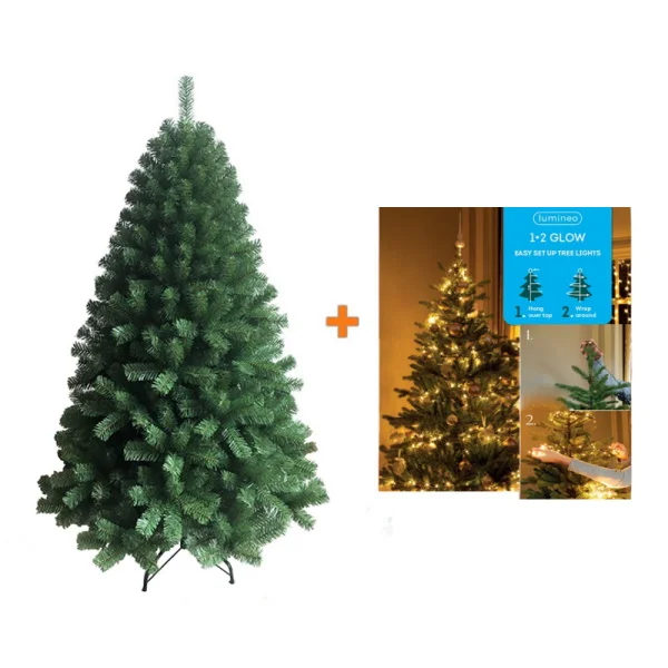 Komplet novogodišnja jelka Bor 240cm + novogodišnje stepenaste LED lampice 8 nivoa 283 LED 240cm toplo bele  Komplet novogodišnja jelka Bor 240cm + novogodišnje stepenaste LED lampice 8 nivoa 283 LED 240cm toplo bele