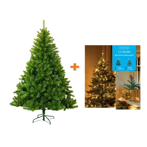 Komplet novogodišnja veštačka jelka Luxus 180cm + novogodišnje stepenaste LED lampice 8 nivoa 283 LED 240cm toplo bele Komplet novogodišnja veštačka jelka Luxus 180cm + novogodišnje stepenaste LED lampice 8 nivoa 283 LED 240cm toplo bele