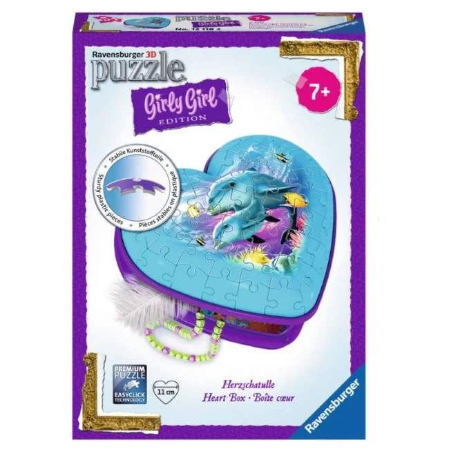 Ravensburger 3D puzzle kutija u obliku srca sa delfinom RA12118 Ravensburger 3D puzzle kutija u obliku srca sa delfinom RA12118
