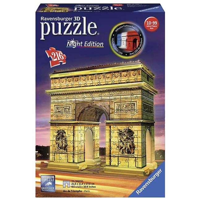 Ravensburger 3D puzzle Trijumfalna kapija noć RA12522 -1